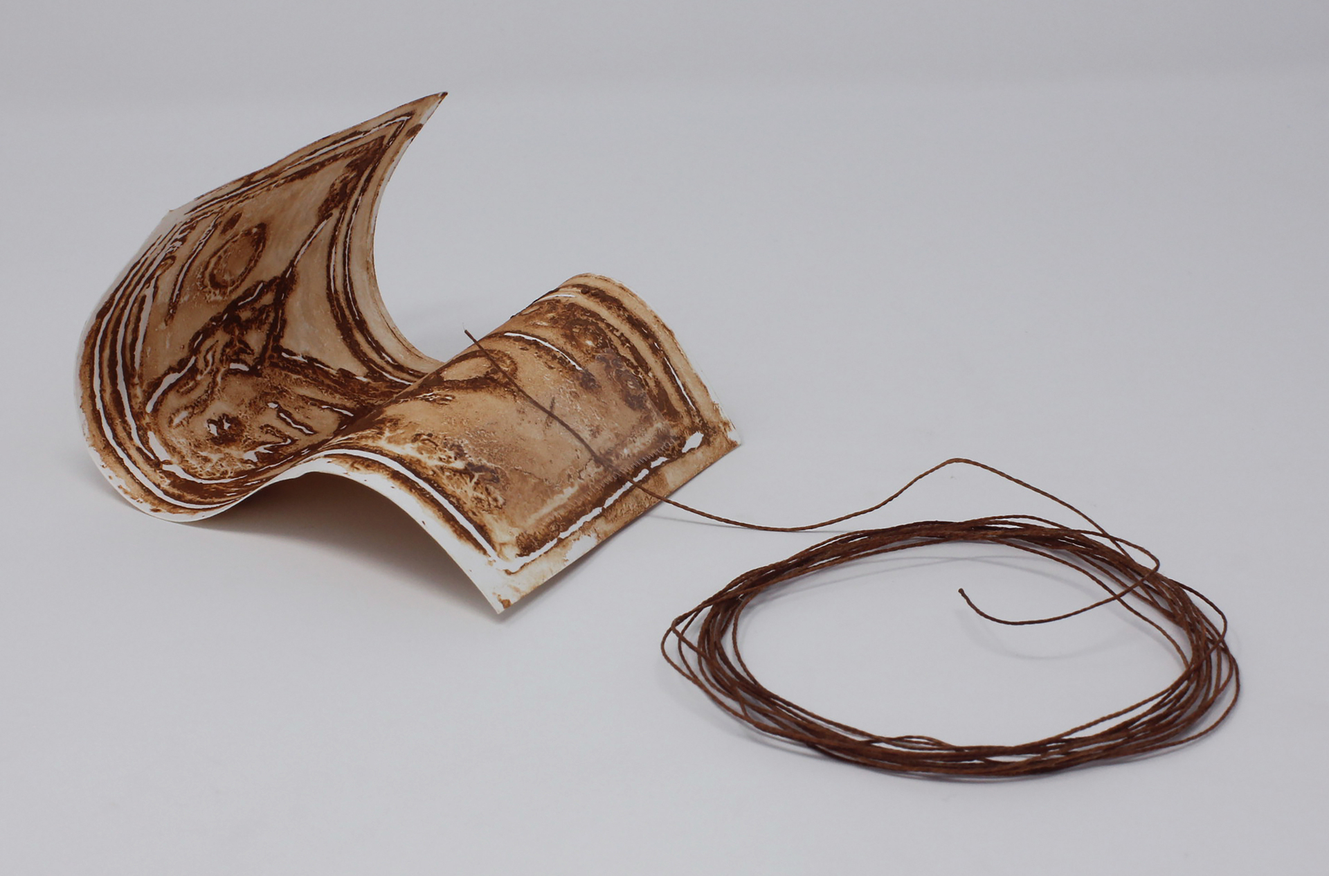 Luciano Pimienta terra cotta on paper titled 100 Dollars on a string