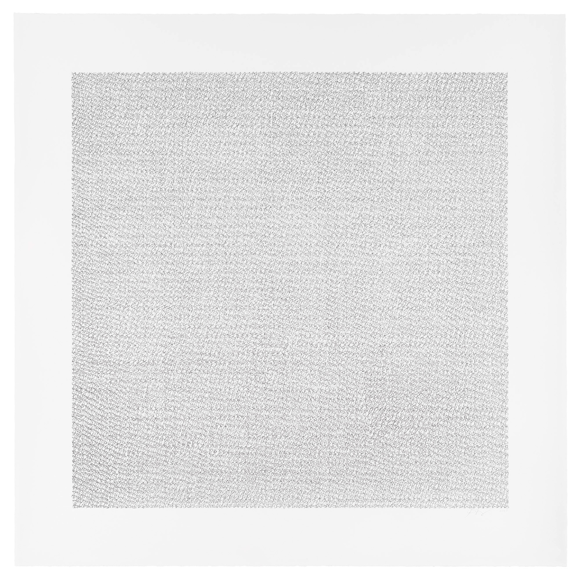 Jane Springwater ink on paper drawing that uses a single element to create an intricate, fluid pattern on the page.