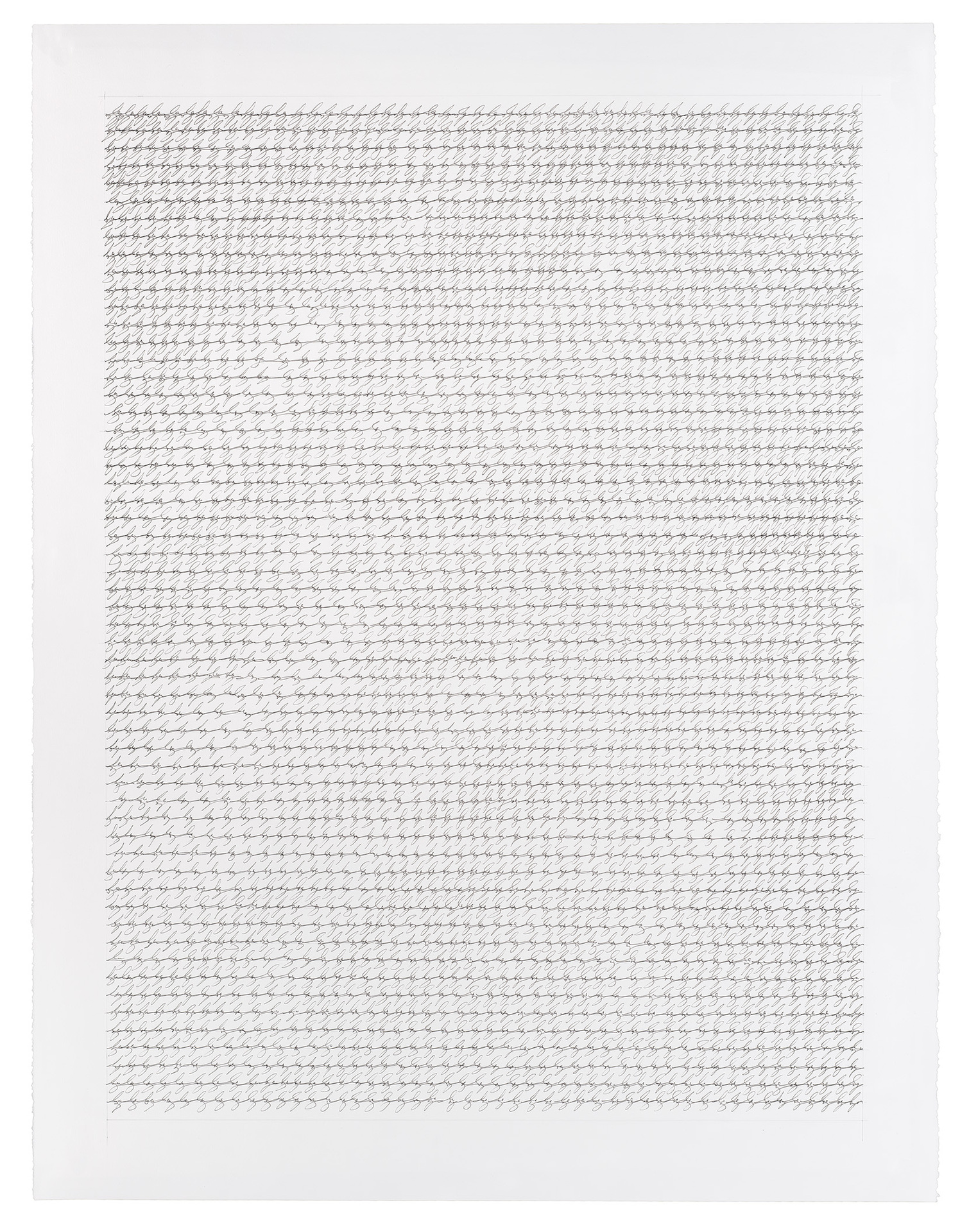 Jane Springwater ink on paper drawing that uses a single element to create an intricate, fluid pattern on the page.